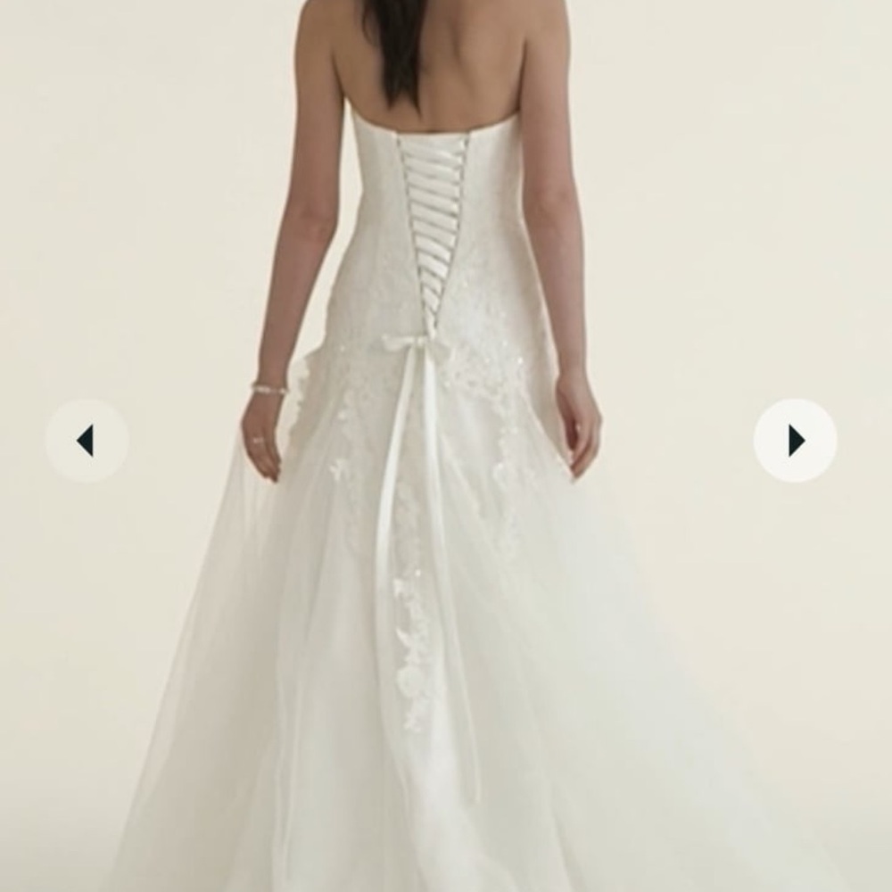 David’s Bridal Floral Laced Strapless Corset Princess Bridal Wedding Dress Ivory - Picture 11 of 11